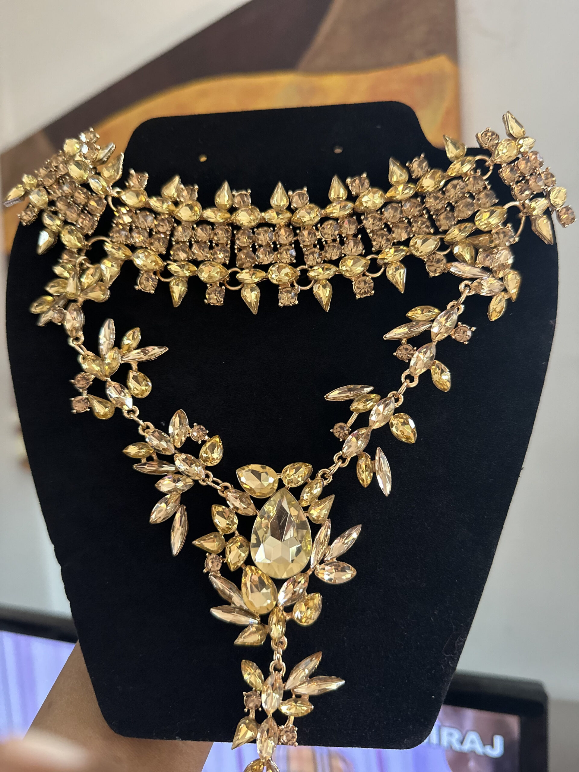 Multilayered Necklace with Rhinestones